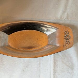 Vtg Pretty Pierced Scroll Work Silver Plate Oval Serving Dish Art Deco